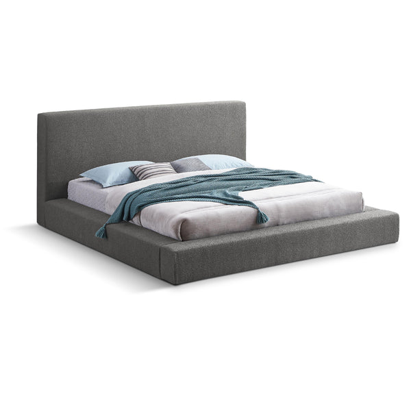 Meridian Terra Grey Boucle Fabric Queen Bed IMAGE 1