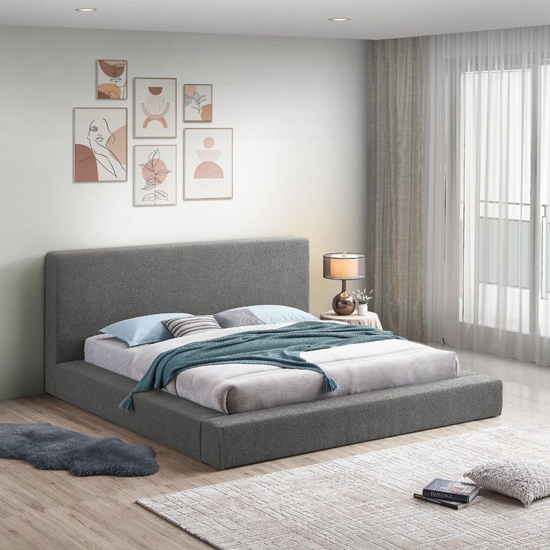 Meridian Terra Grey Boucle Fabric Queen Bed IMAGE 2