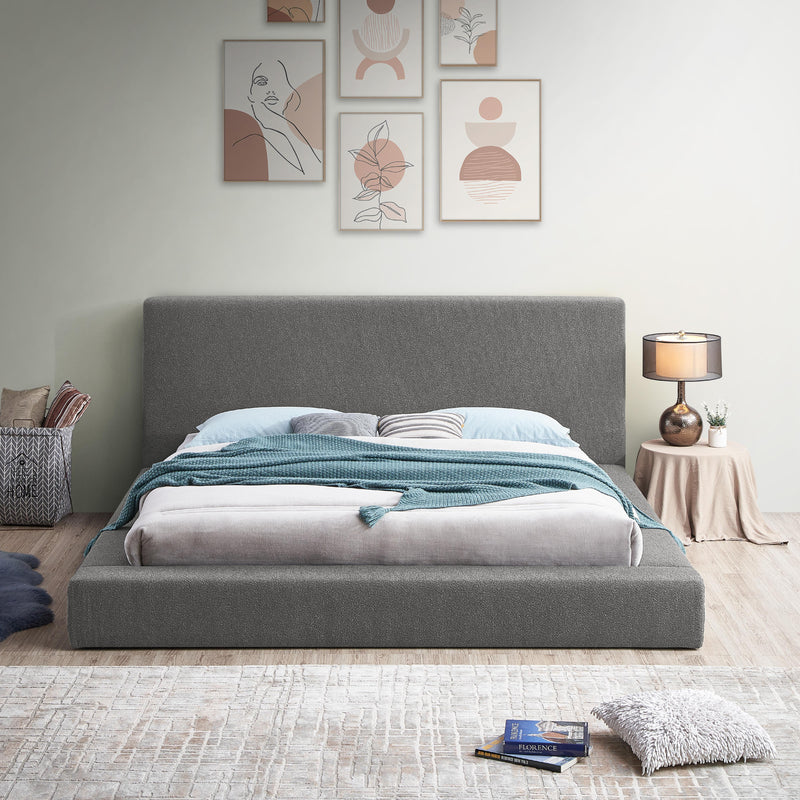 Meridian Terra Grey Boucle Fabric Queen Bed IMAGE 4