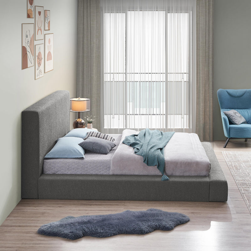 Meridian Terra Grey Boucle Fabric Queen Bed IMAGE 5