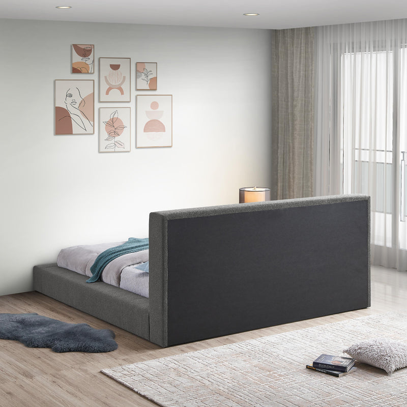 Meridian Terra Grey Boucle Fabric Queen Bed IMAGE 6