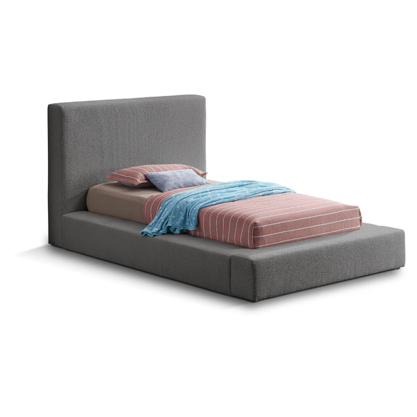 Meridian Terra Grey Boucle Fabric Twin Bed IMAGE 1