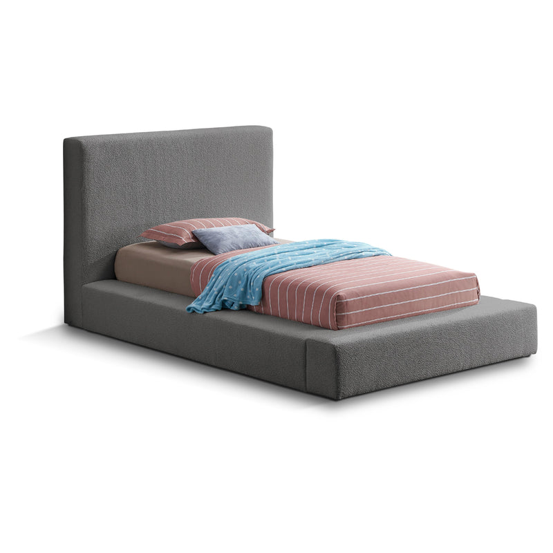 Meridian Terra Grey Boucle Fabric Twin Bed IMAGE 1