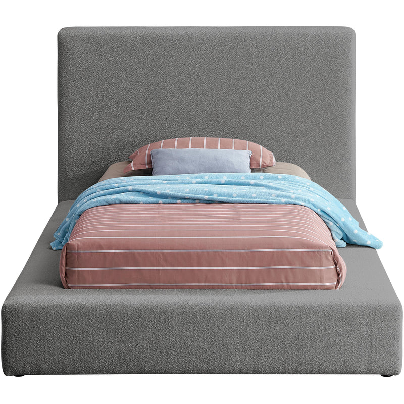Meridian Terra Grey Boucle Fabric Twin Bed IMAGE 3