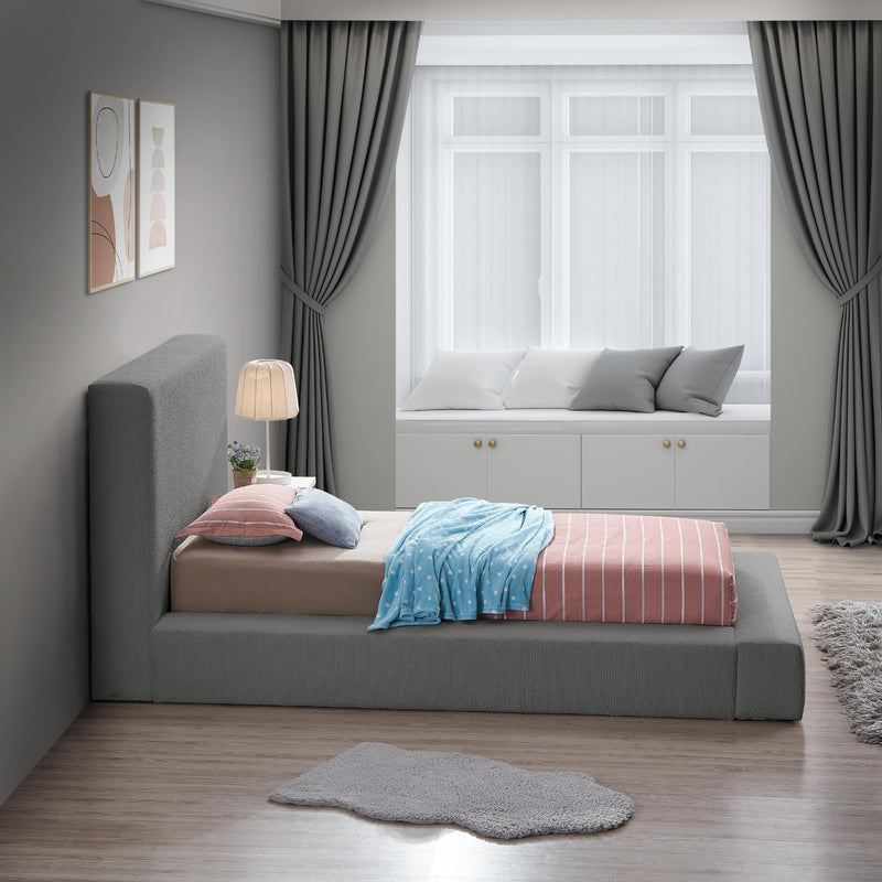 Meridian Terra Grey Boucle Fabric Twin Bed IMAGE 5