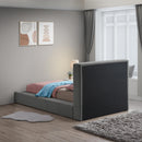 Meridian Terra Grey Boucle Fabric Twin Bed IMAGE 6