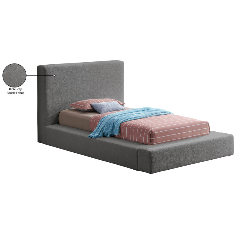 Meridian Terra Grey Boucle Fabric Twin Bed IMAGE 9