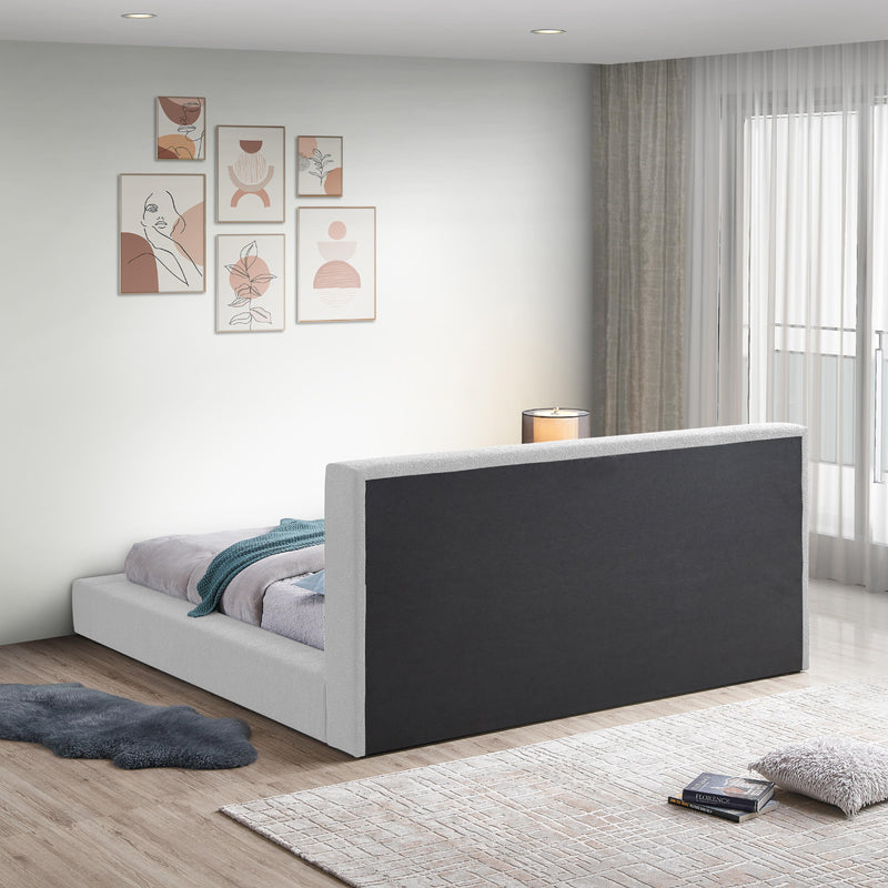 Meridian Terra White Boucle Fabric King Bed IMAGE 6