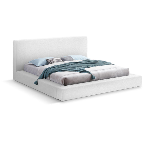 Meridian Terra White Boucle Fabric Queen Bed IMAGE 1