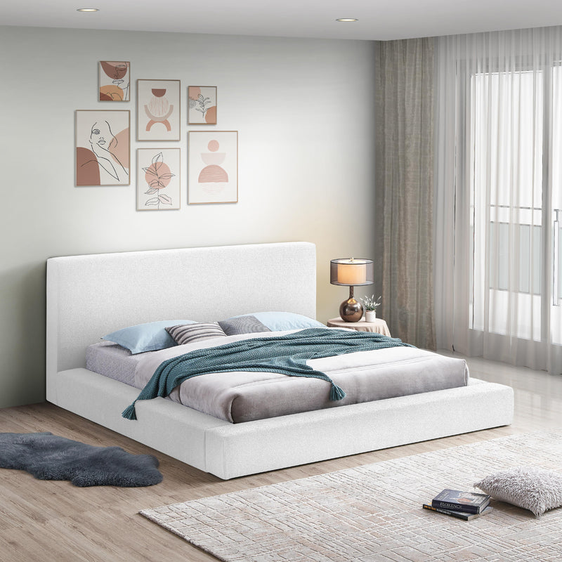 Meridian Terra White Boucle Fabric Queen Bed IMAGE 2