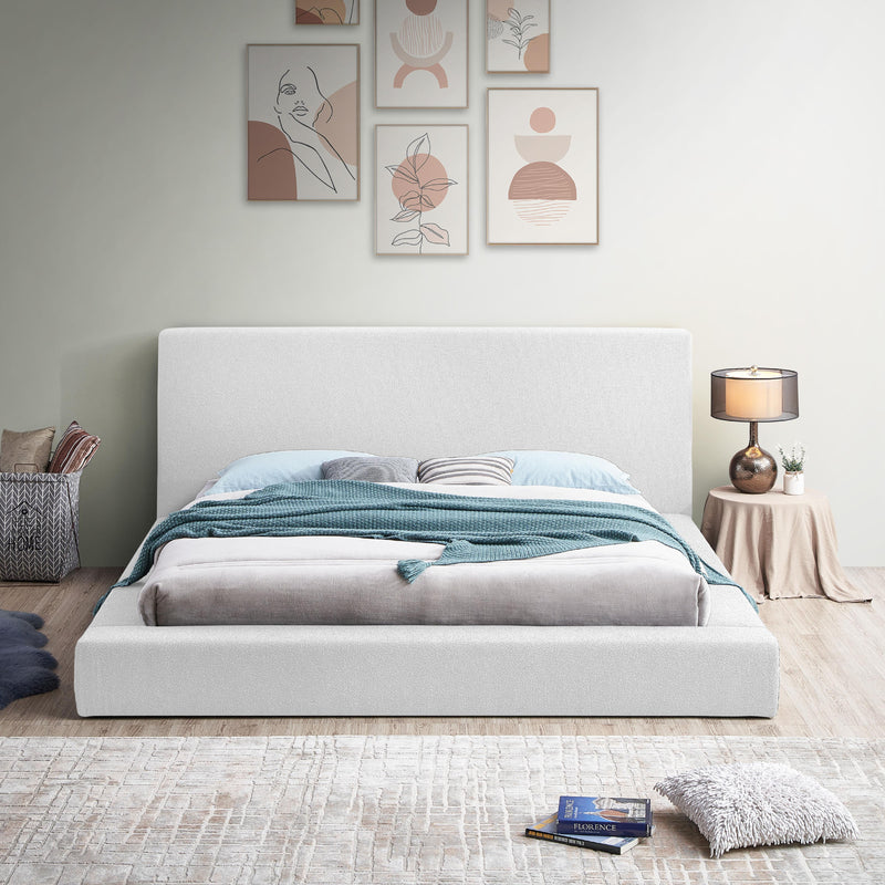 Meridian Terra White Boucle Fabric Queen Bed IMAGE 4