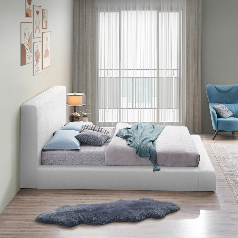 Meridian Terra White Boucle Fabric Queen Bed IMAGE 5