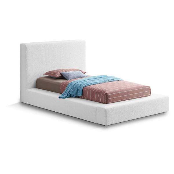 Meridian Terra White Boucle Fabric Twin Bed IMAGE 1
