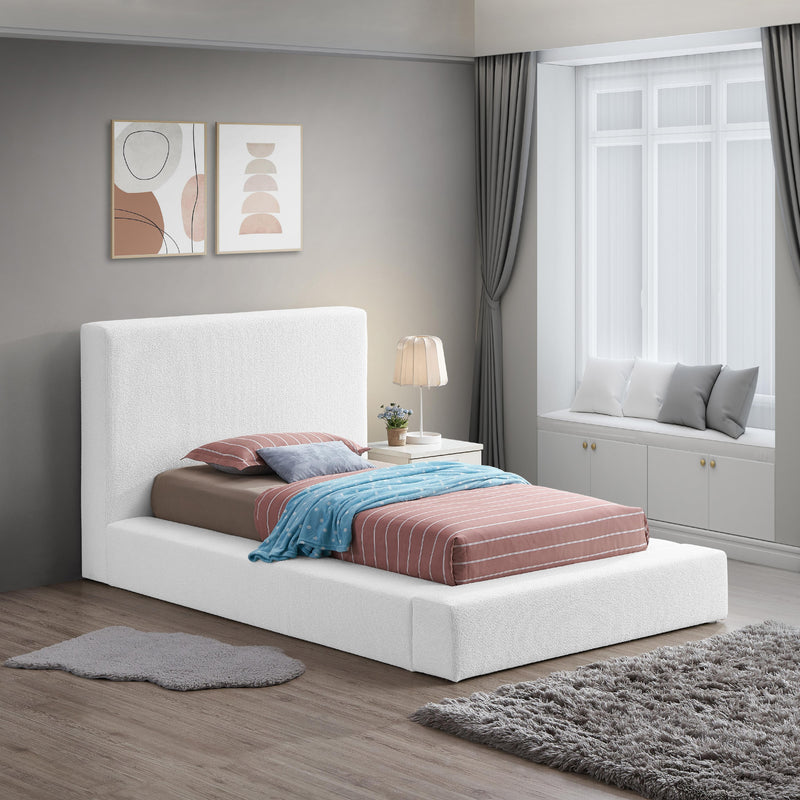 Meridian Terra White Boucle Fabric Twin Bed IMAGE 2