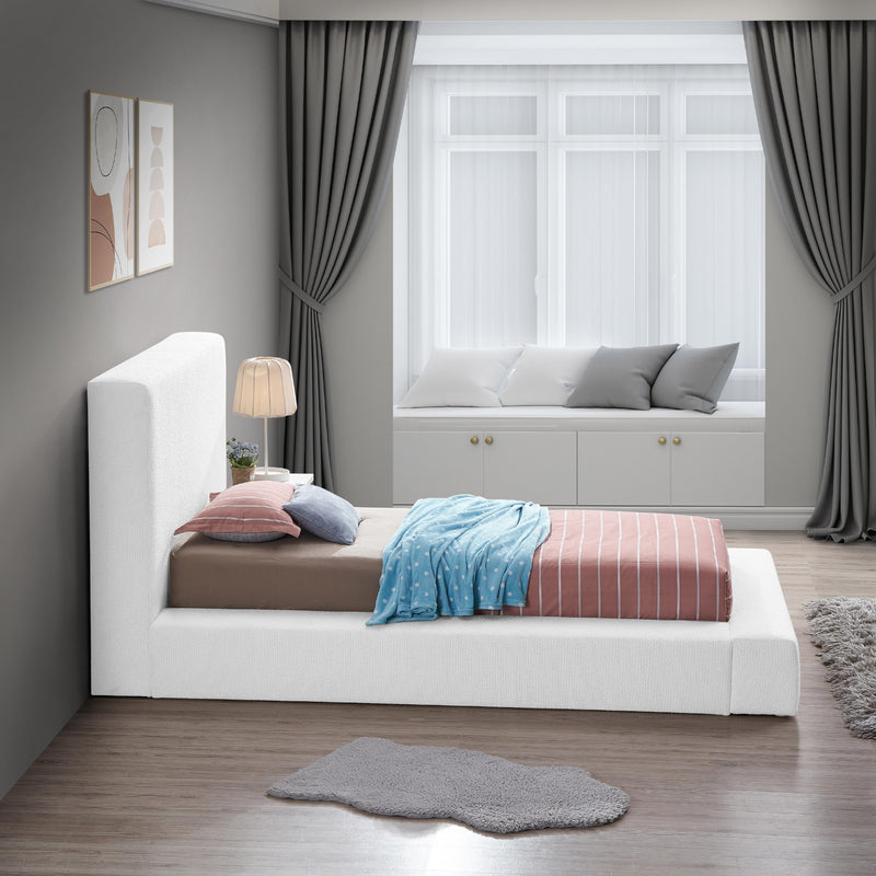 Meridian Terra White Boucle Fabric Twin Bed IMAGE 5