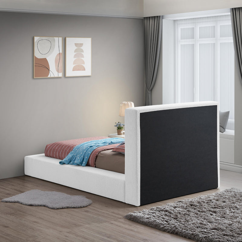 Meridian Terra White Boucle Fabric Twin Bed IMAGE 6