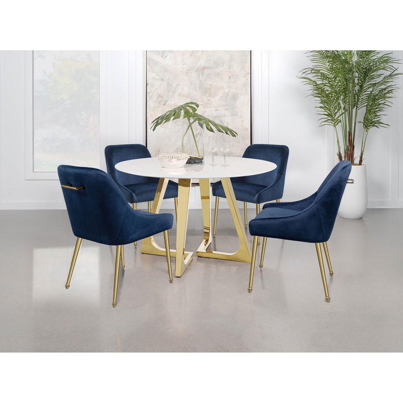 Coaster Furniture Round Carla Dining Table with Marble Top and Pedestal Base 107171 IMAGE 10