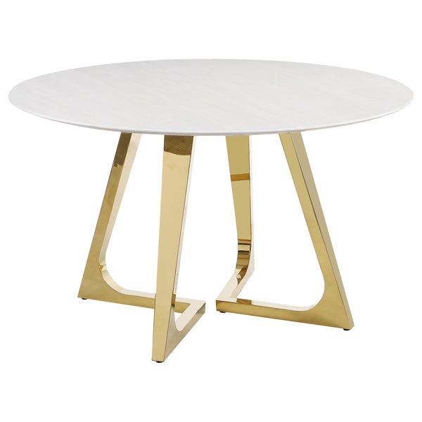 Coaster Furniture Round Carla Dining Table with Marble Top and Pedestal Base 107171 IMAGE 1