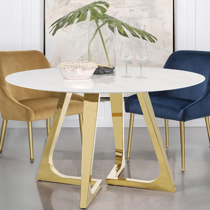 Coaster Furniture Round Carla Dining Table with Marble Top and Pedestal Base 107171 IMAGE 2