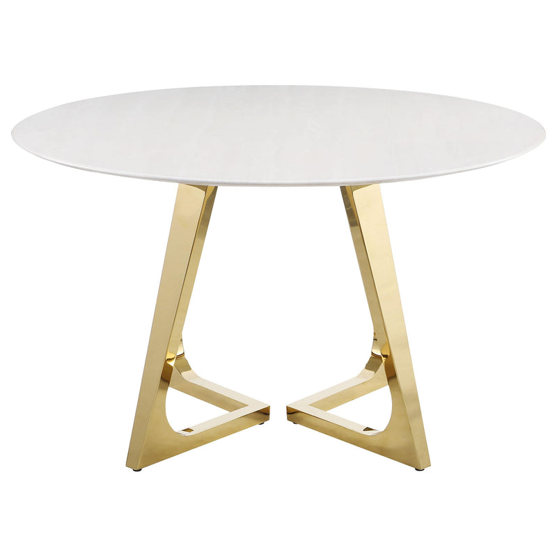 Coaster Furniture Round Carla Dining Table with Marble Top and Pedestal Base 107171 IMAGE 2