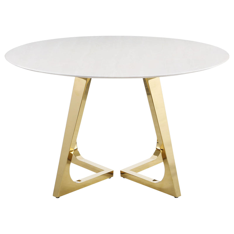 Coaster Furniture Round Carla Dining Table with Marble Top and Pedestal Base 107171 IMAGE 3