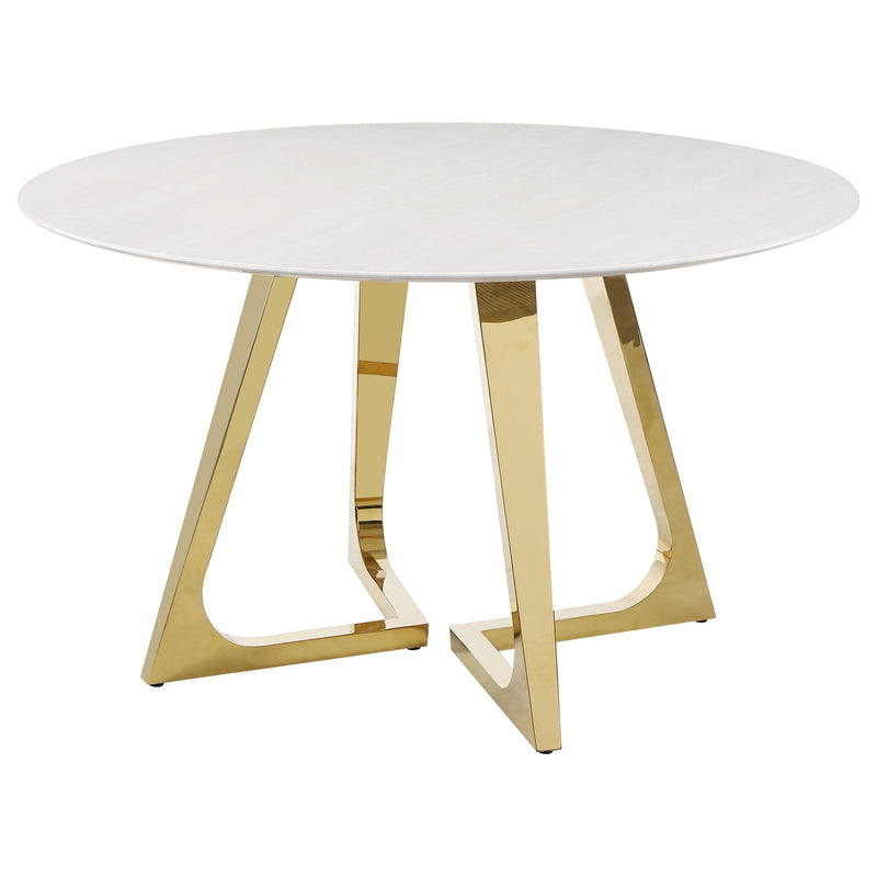 Coaster Furniture Round Carla Dining Table with Marble Top and Pedestal Base 107171 IMAGE 4