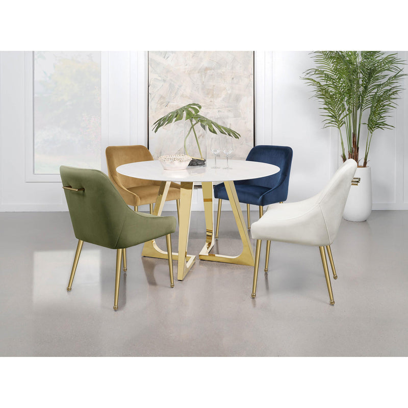 Coaster Furniture Round Carla Dining Table with Marble Top and Pedestal Base 107171 IMAGE 6
