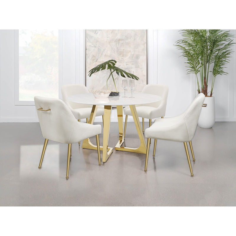 Coaster Furniture Round Carla Dining Table with Marble Top and Pedestal Base 107171 IMAGE 7