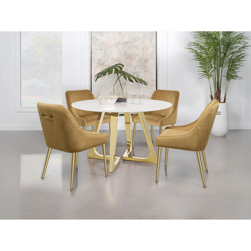 Coaster Furniture Round Carla Dining Table with Marble Top and Pedestal Base 107171 IMAGE 8