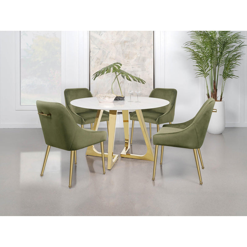 Coaster Furniture Round Carla Dining Table with Marble Top and Pedestal Base 107171 IMAGE 9