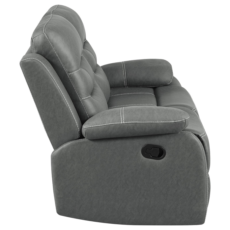 Coaster Furniture Nova 602532 Upholstered Padded Arm Reclining Loveseat - Dark Grey IMAGE 10