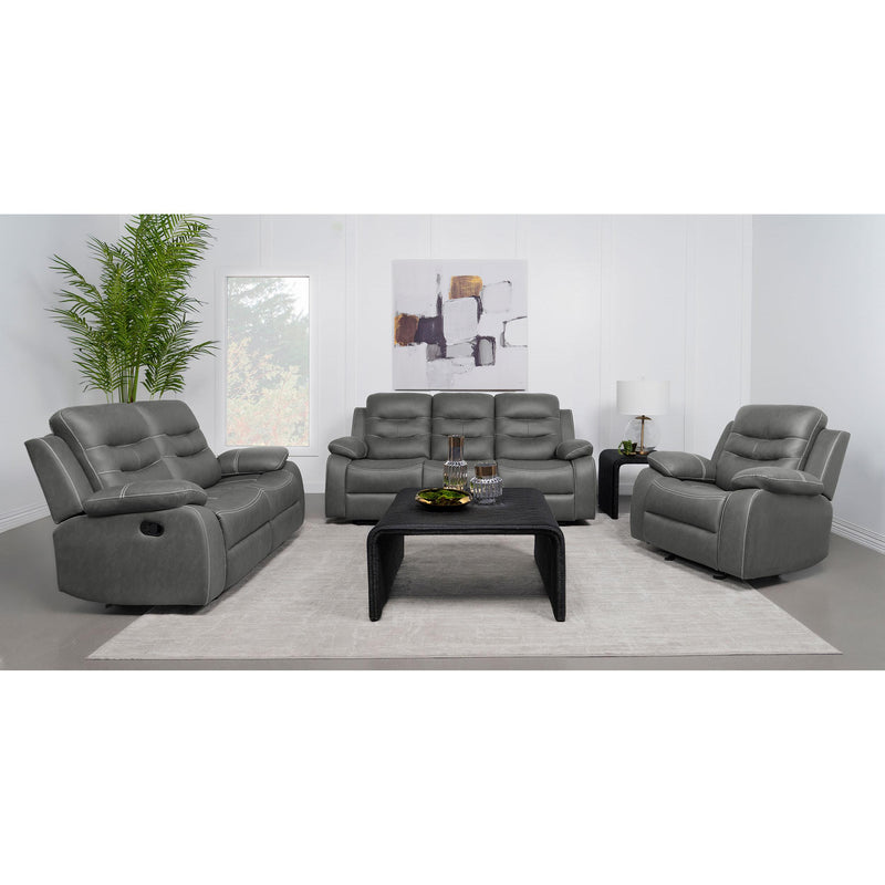 Coaster Furniture Nova 602532 Upholstered Padded Arm Reclining Loveseat - Dark Grey IMAGE 11
