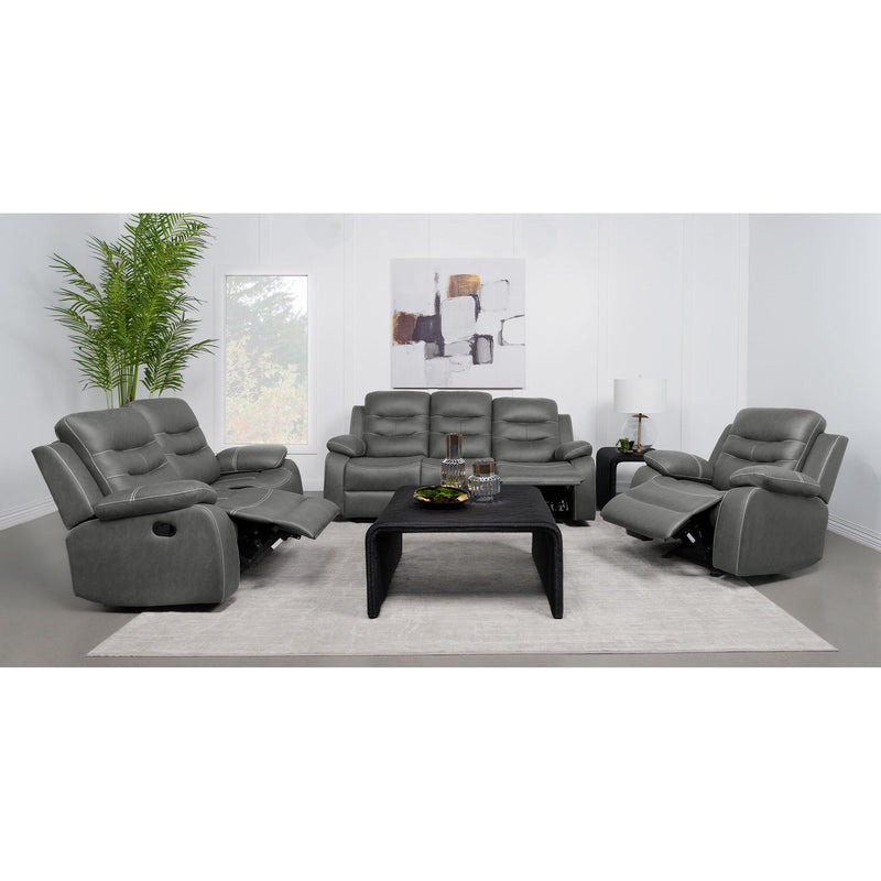 Coaster Furniture Nova 602532 Upholstered Padded Arm Reclining Loveseat - Dark Grey IMAGE 12