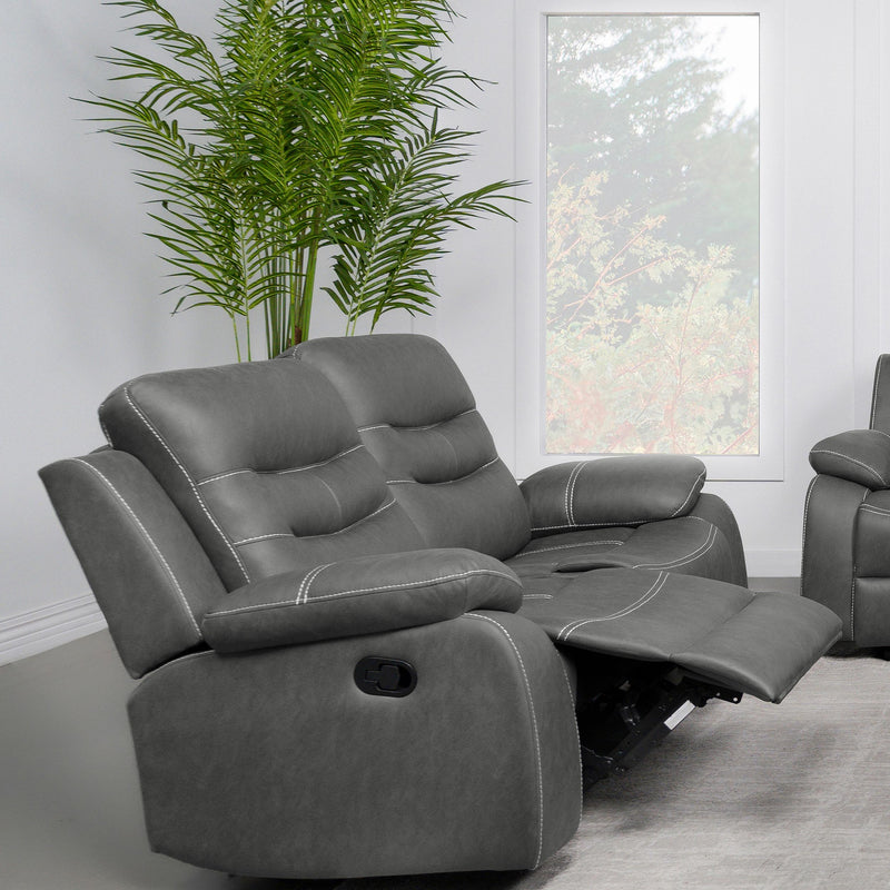 Coaster Furniture Nova 602532 Upholstered Padded Arm Reclining Loveseat - Dark Grey IMAGE 3