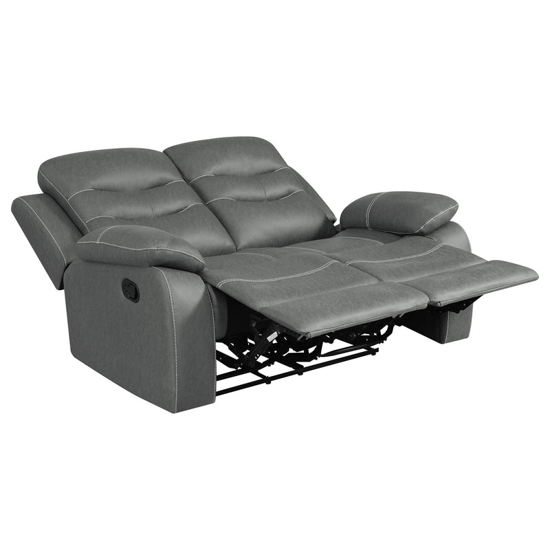 Coaster Furniture Nova 602532 Upholstered Padded Arm Reclining Loveseat - Dark Grey IMAGE 4