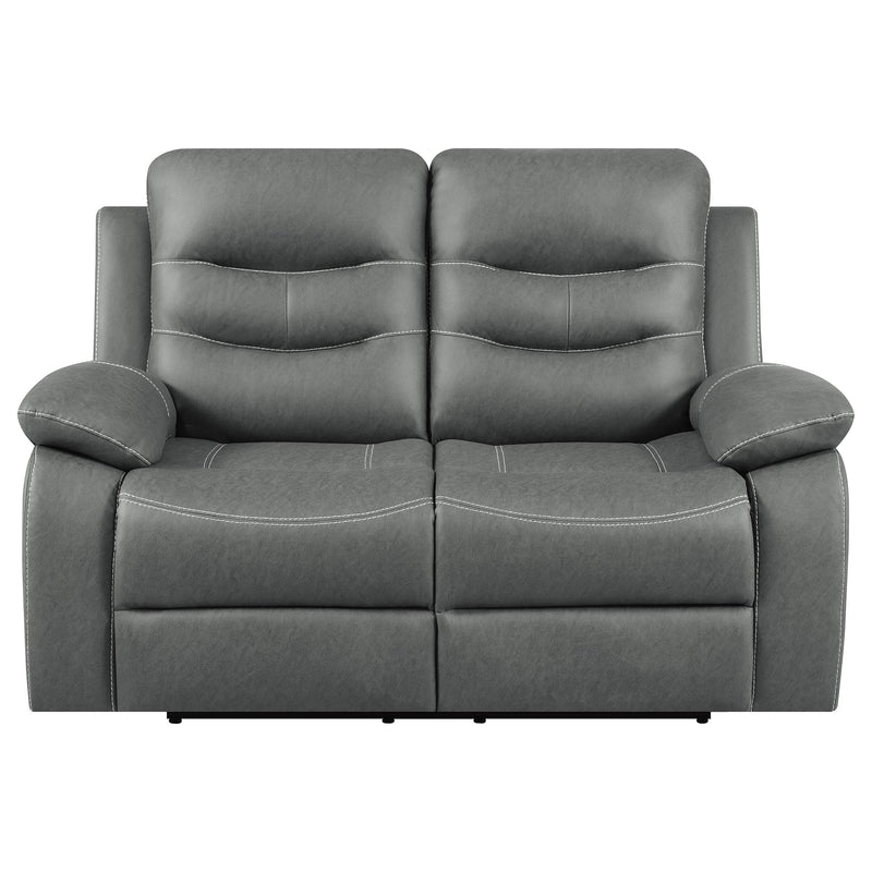 Coaster Furniture Nova 602532 Upholstered Padded Arm Reclining Loveseat - Dark Grey IMAGE 5