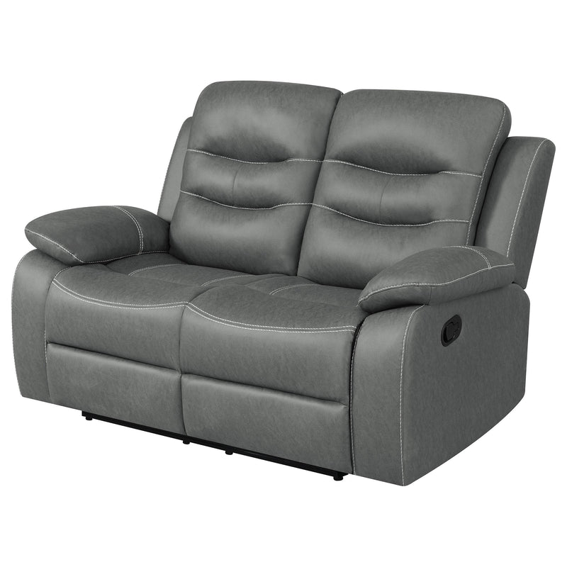 Coaster Furniture Nova 602532 Upholstered Padded Arm Reclining Loveseat - Dark Grey IMAGE 6