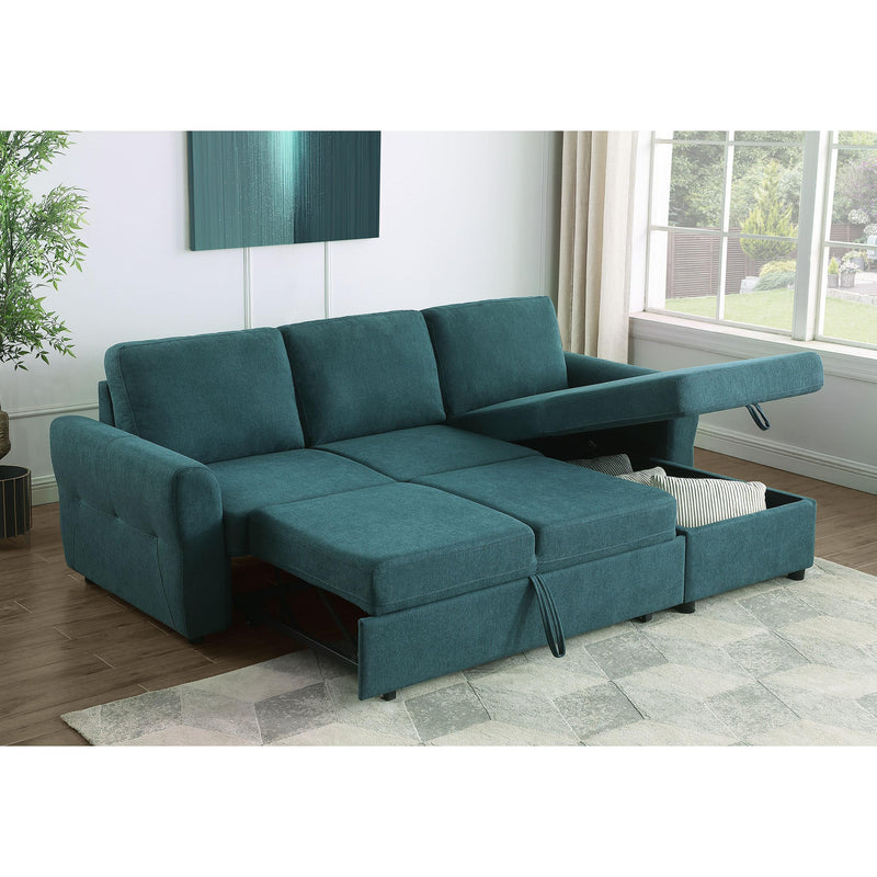  Coaster Furniture Samantha 511087 Upholstered Storage Sleeper Sectional Sofa - Teal IMAGE 11