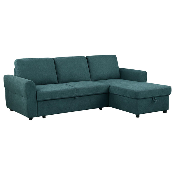  Coaster Furniture Samantha 511087 Upholstered Storage Sleeper Sectional Sofa - Teal IMAGE 1