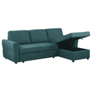  Coaster Furniture Samantha 511087 Upholstered Storage Sleeper Sectional Sofa - Teal IMAGE 3