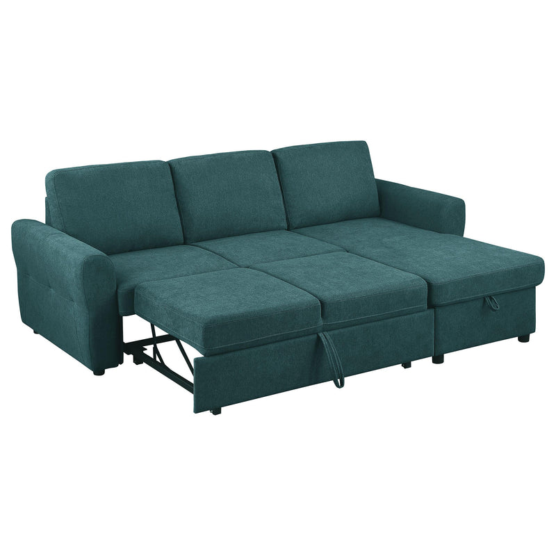  Coaster Furniture Samantha 511087 Upholstered Storage Sleeper Sectional Sofa - Teal IMAGE 5