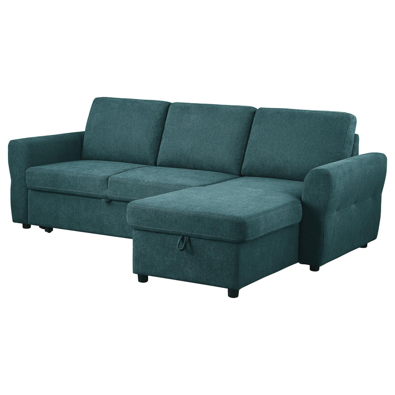  Coaster Furniture Samantha 511087 Upholstered Storage Sleeper Sectional Sofa - Teal IMAGE 7