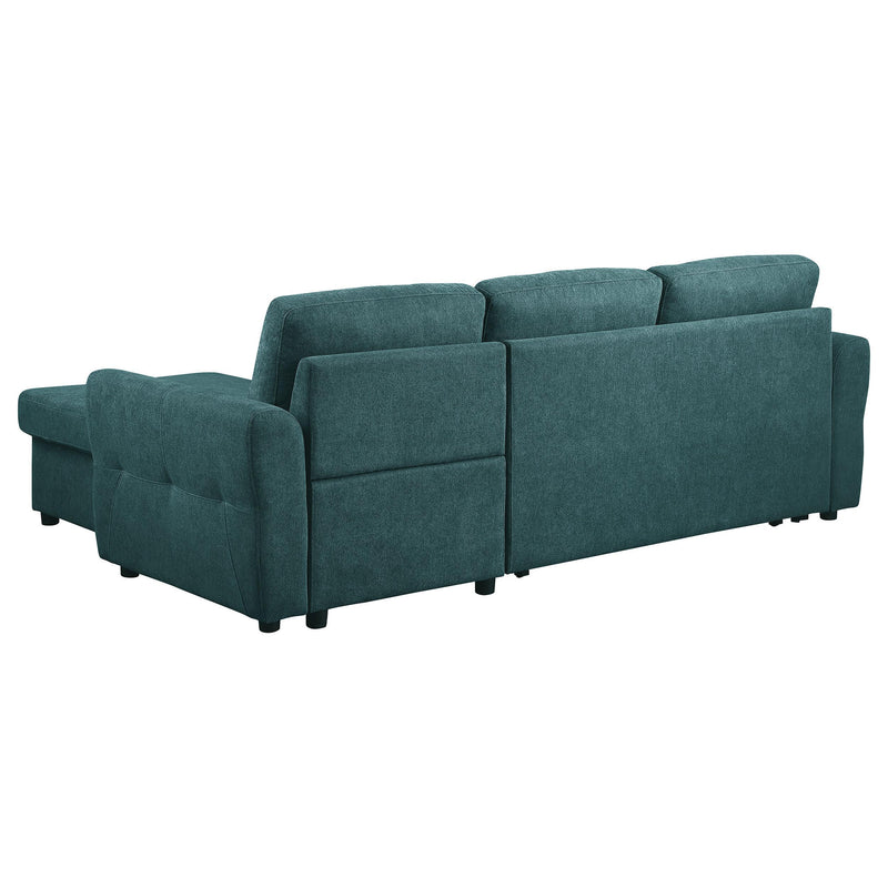  Coaster Furniture Samantha 511087 Upholstered Storage Sleeper Sectional Sofa - Teal IMAGE 9