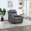  Coaster Furniture Raelynn 603193 Upholstered Track Arm Recliner - Grey IMAGE 2