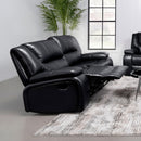  Coaster Furniture Camila 610245 Upholstered Motion Reclining Loveseat - Black IMAGE 3