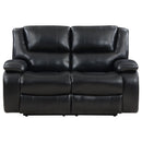  Coaster Furniture Camila 610245 Upholstered Motion Reclining Loveseat - Black IMAGE 5