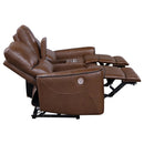  Coaster Furniture Greenfield 610265P Upholstered Power Reclining Loveseat - Saddle Brown IMAGE 6