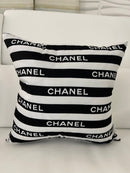 CHANEL STRIPE 20x20 PILLOW COVER-BLACK&WHITE