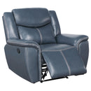  Coaster Furniture Sloane 610273 Upholstered Padded Arm Recliner Chair - Blue IMAGE 3