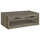 Coaster Furniture Felix 707728 2-Drawer Rectangular Engineered Wood Coffee Table - Grey Driftwood IMAGE 1